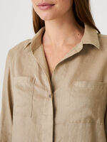 Basic pure linen blouse with breast pockets image number 2