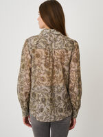 Blouse with long puff sleeves and paisley leaves print image number 1