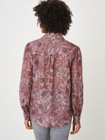 Blouse with long puff sleeves and paisley leaves print image number 1