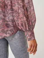 Blouse with long puff sleeves and paisley leaves print image number 2