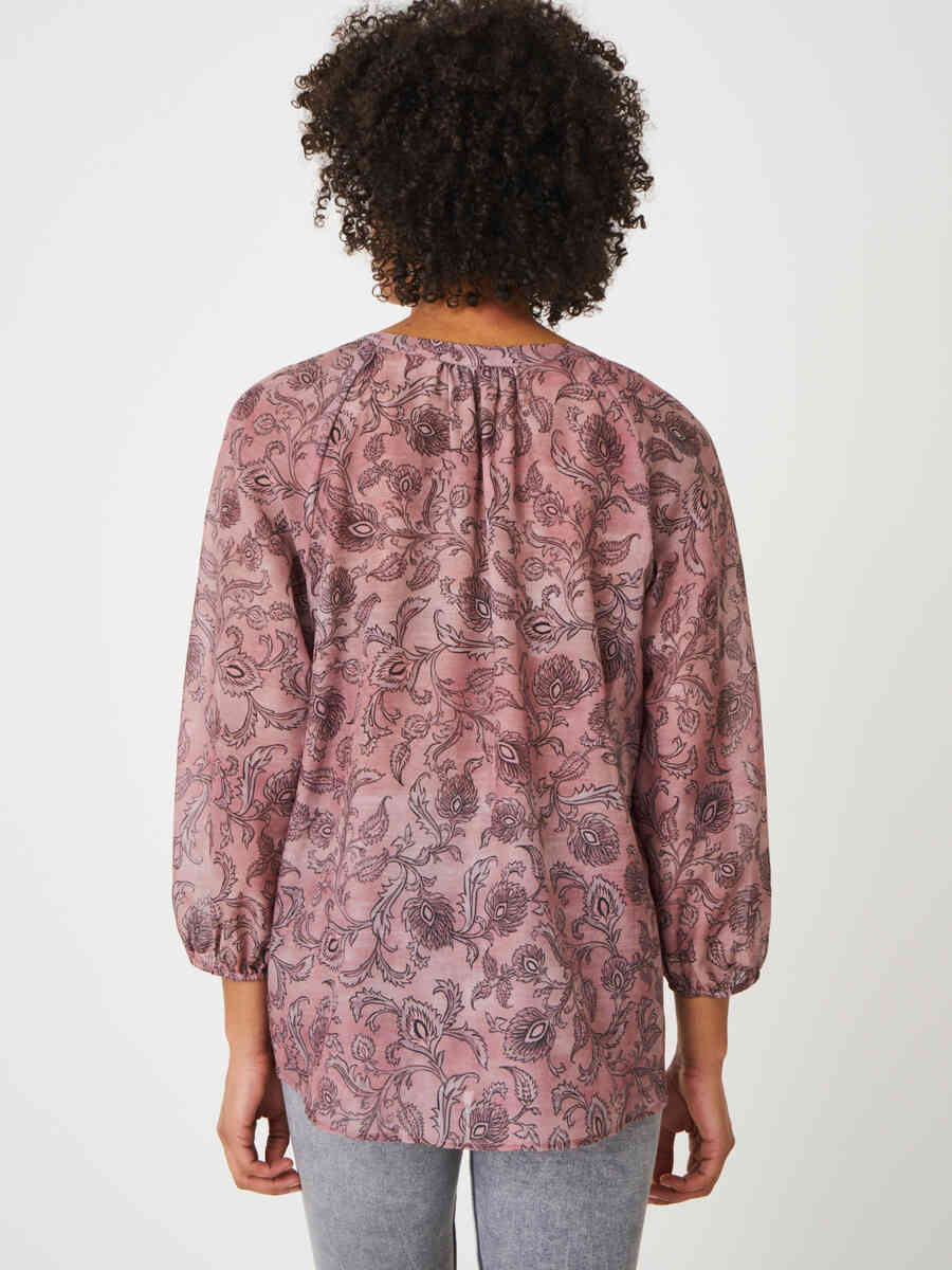 Blouse with 3/4 sleeves and paisley leaves print image number 1