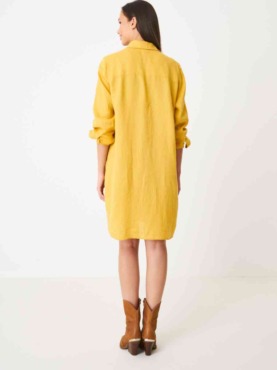 Linen shirt dress with chest pockets image number 1