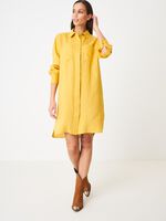 Linen shirt dress with chest pockets image number 3