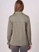 Silk shirt with chest pocket and side slits image number 1