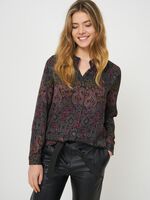 Silk buttoned blouse with ethnic print image number 0