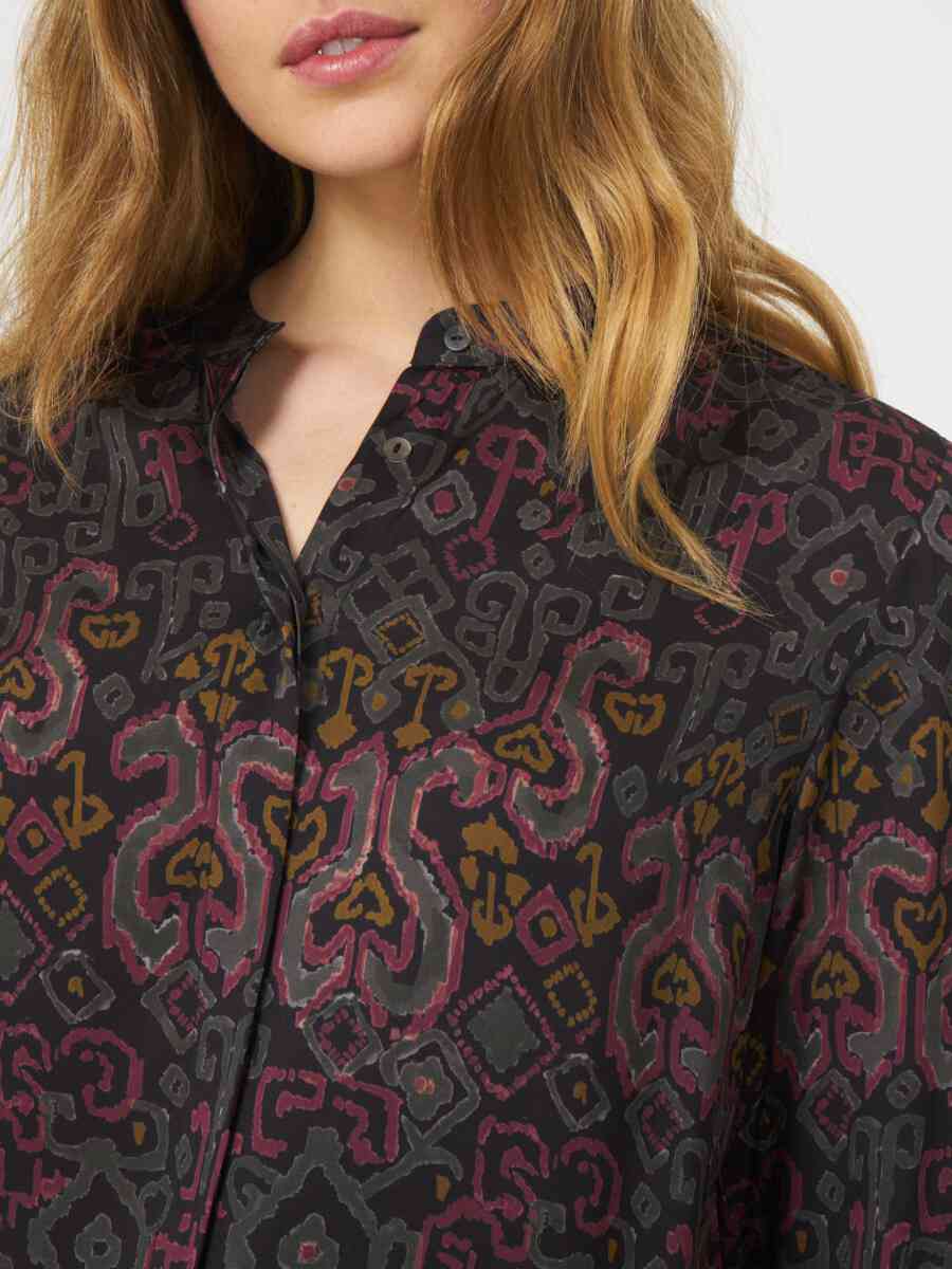 Silk buttoned blouse with ethnic print image number 2