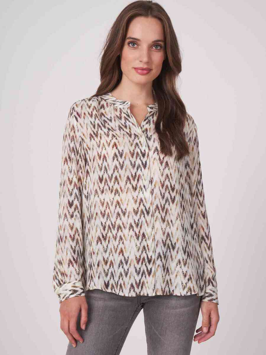 Silk blouse with herringbone print in watercolor