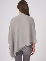 Fine knit organic cashmere poncho with fringes image number 5