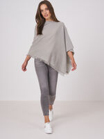 Fine knit organic cashmere poncho with fringes image number 7
