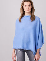 Fine knit organic cashmere poncho with fringes image number 8