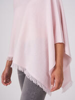Fine knit organic cashmere poncho with fringes image number 18