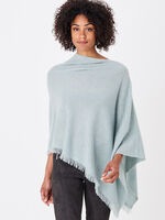 Fine knit organic cashmere poncho with fringes image number 20