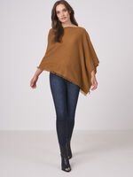 Fine knit organic cashmere poncho with fringes image number 39