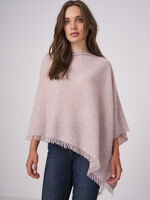 Fine knit organic cashmere poncho with fringes image number 44