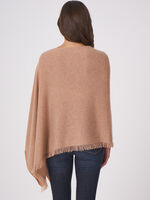 Fine knit organic cashmere poncho with fringes image number 49