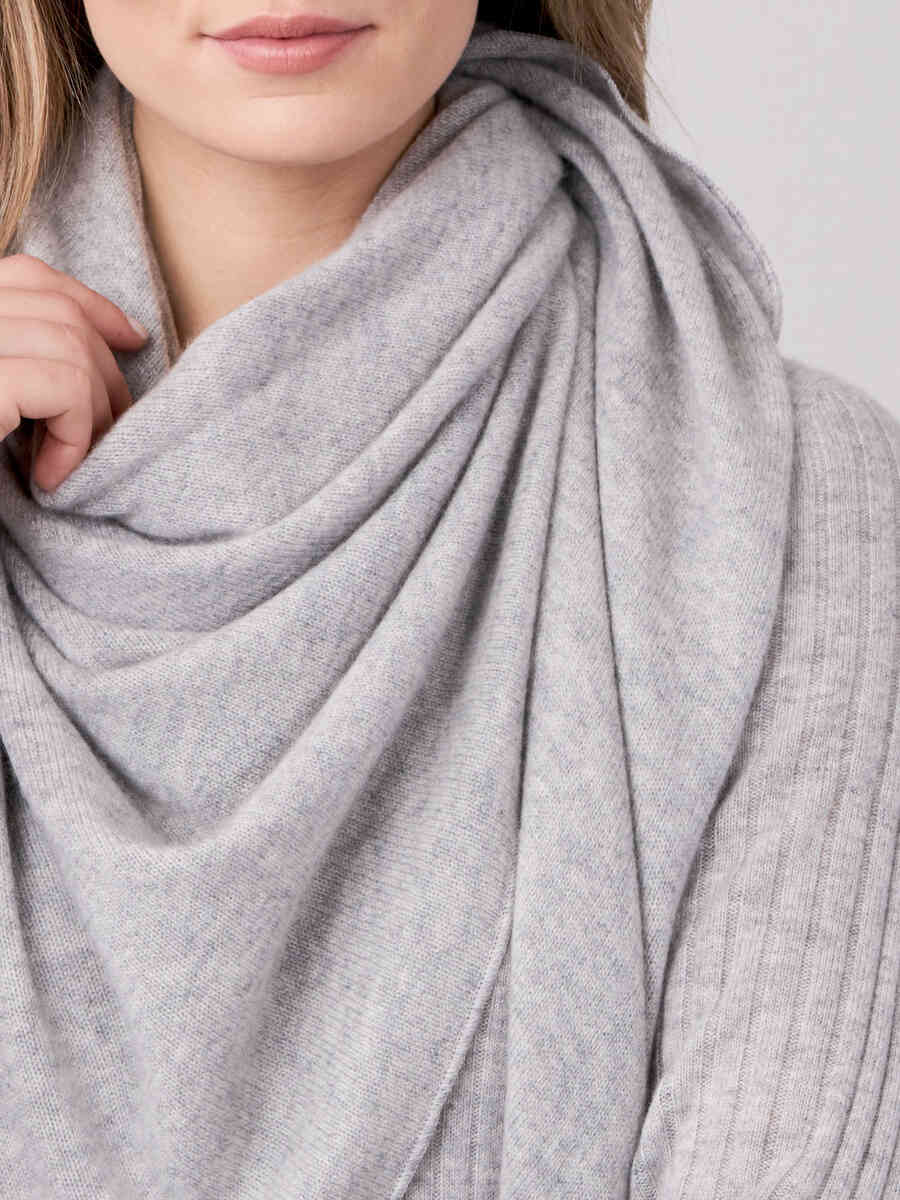 Fine knit organic cashmere triangular scarf image number 1