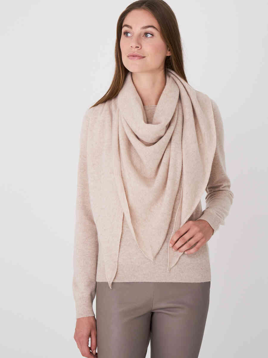 Fine knit organic cashmere triangular scarf
