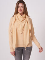 Fine knit organic cashmere triangular scarf image number 12