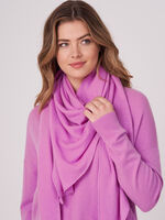 Fine knit organic cashmere triangular scarf image number 22