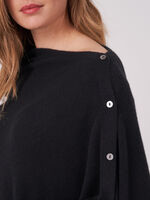 Asymmetric poncho with button placket image number 2