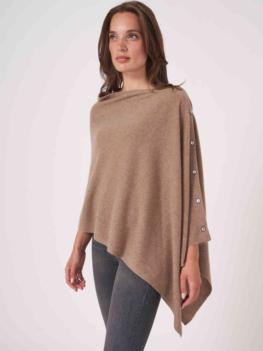 Asymmetric poncho with button placket image number 0