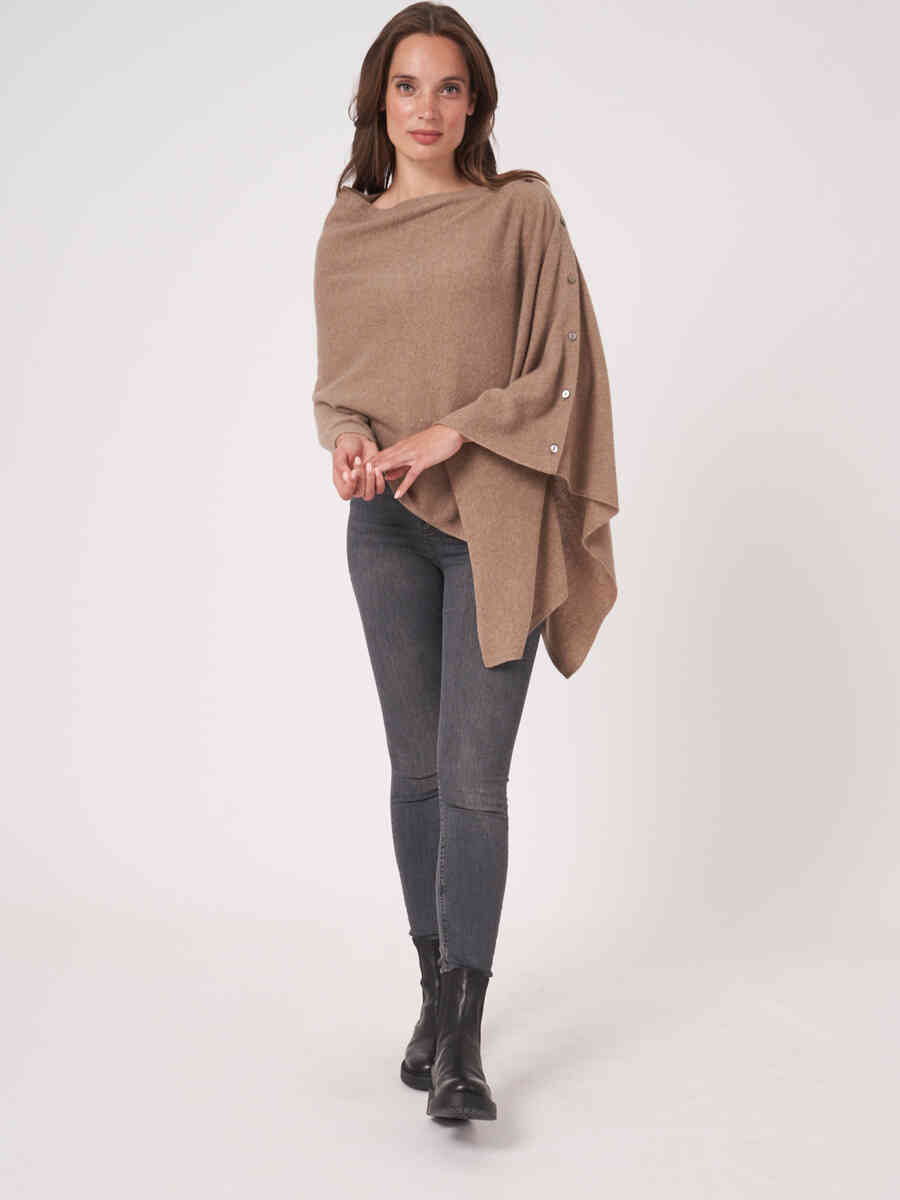 Asymmetric poncho with button placket image number 4