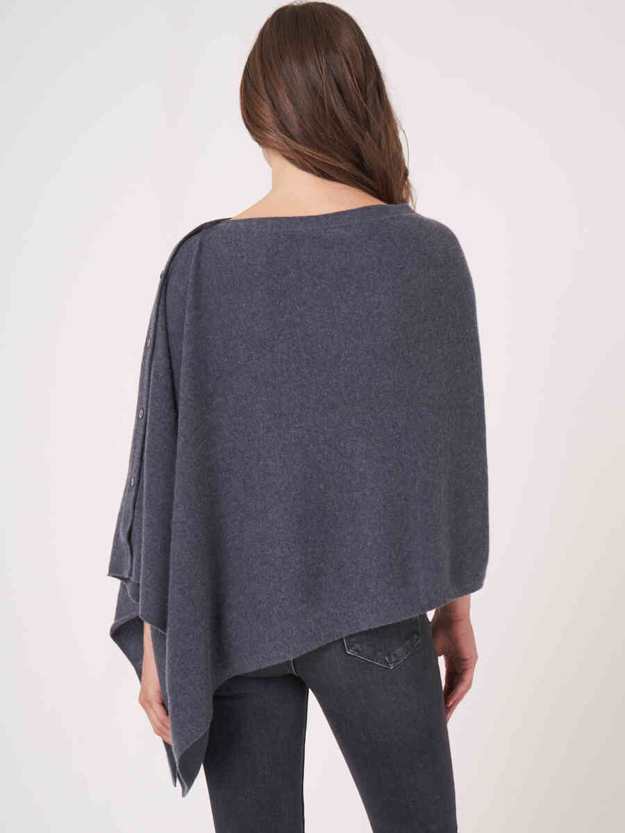 Asymmetric poncho with button placket image number 6