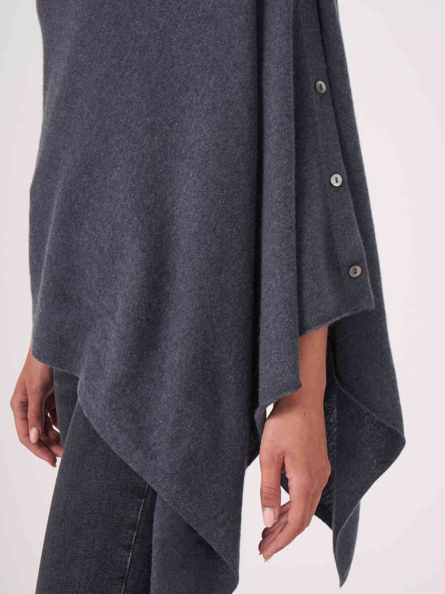 Asymmetric poncho with button placket image number 7