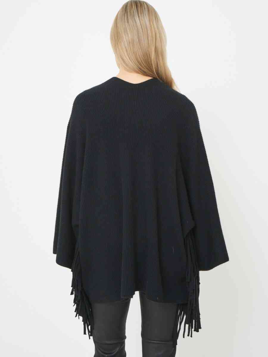 Cashmere blend cape with long fringes image number 1