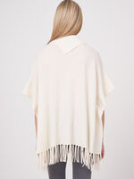 Cashmere blend poncho with long fringes image number 1
