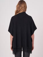Cashmere blend poncho with long fringes image number 1