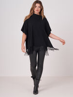 Cashmere blend poncho with long fringes image number 3