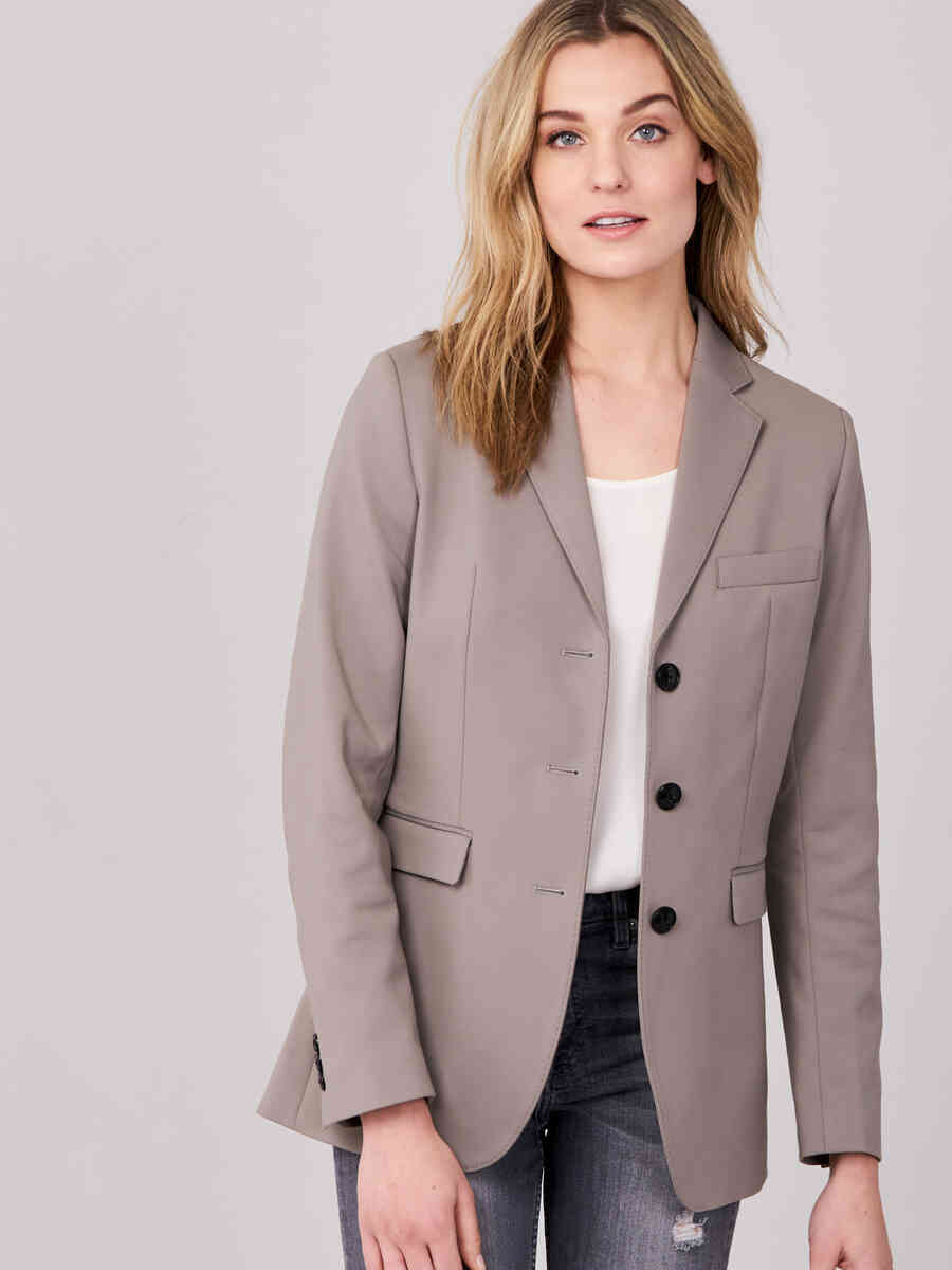 Fitted cotton blend blazer image number 0