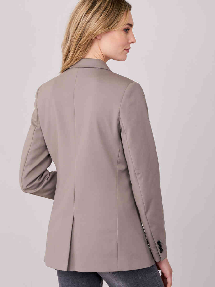 Fitted cotton blend blazer image number 1