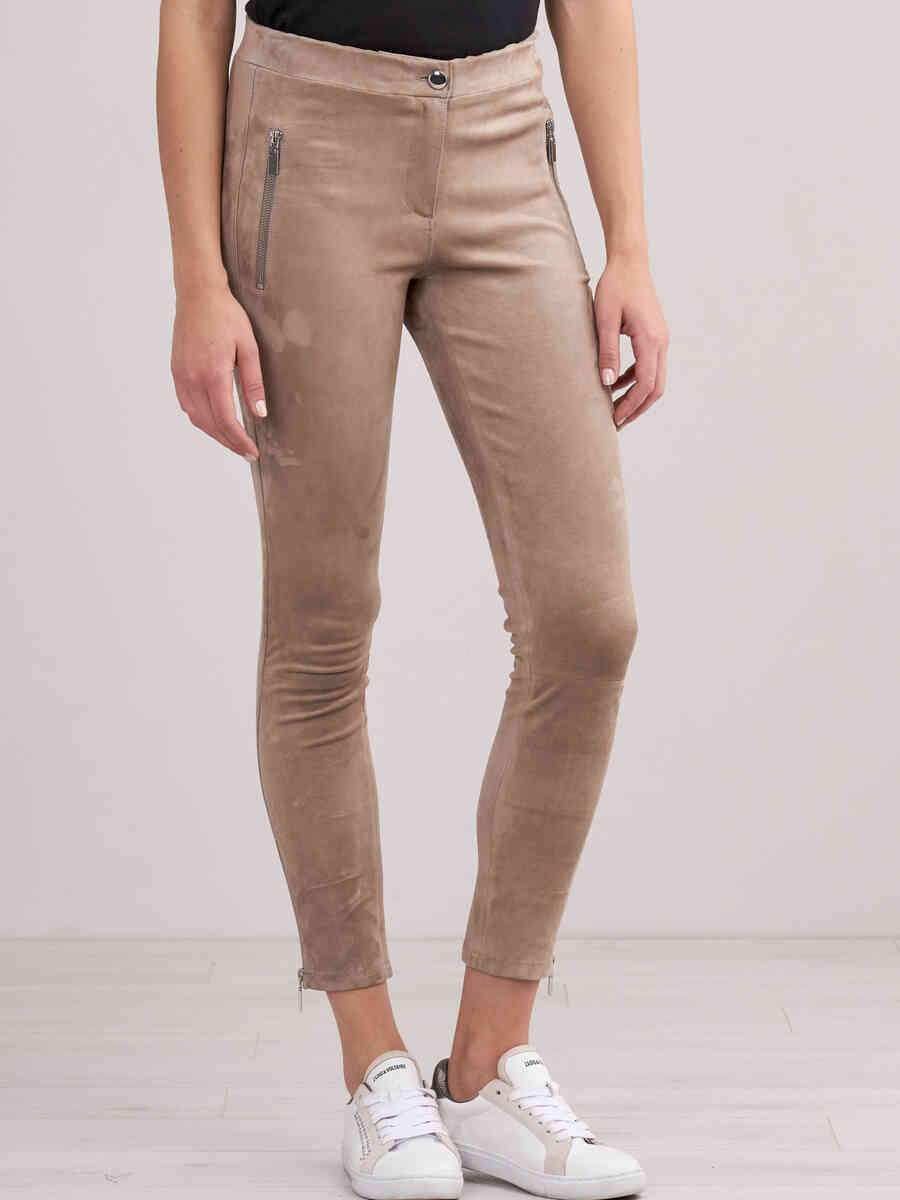 Suede leather trousers