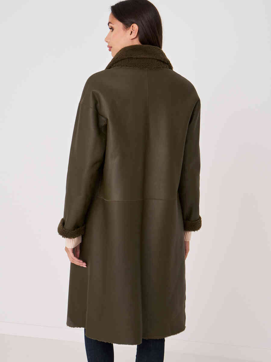Long reversible shearling coat image number 3