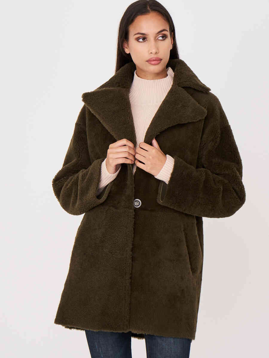Shearling leather reversible coat image number 1