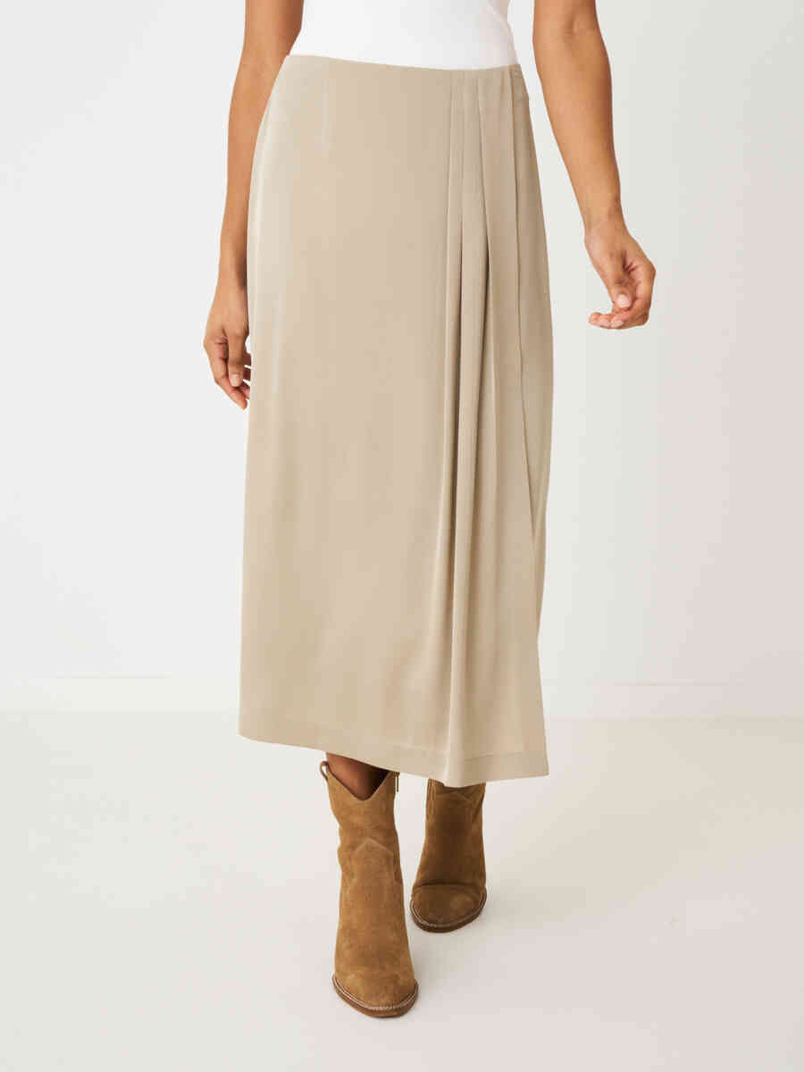 Flowy wrap front silk skirt