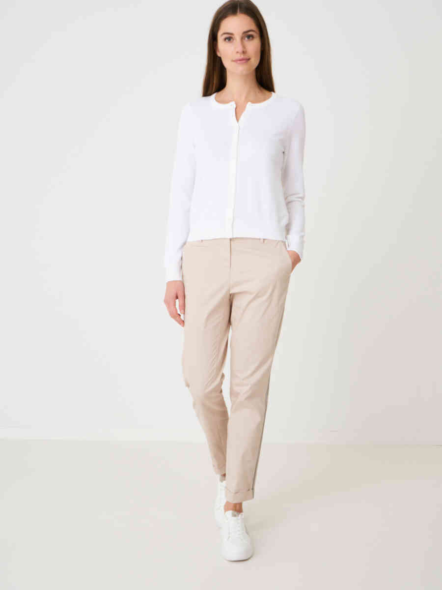 Stretch cotton women's chinos with side metallic stripes image number 3