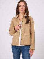 Cotton loose fit jacket with fringe image number 1