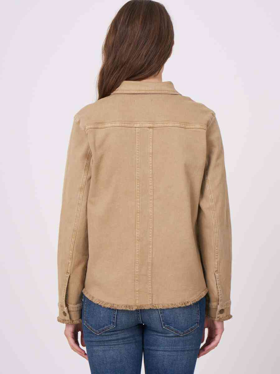 Cotton loose fit jacket with fringe image number 2