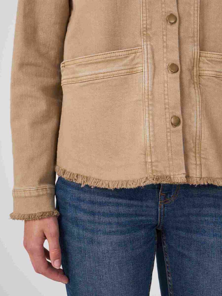 Cotton loose fit jacket with fringe image number 3