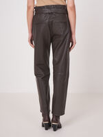 Loose fit leather pants with waist band image number 1