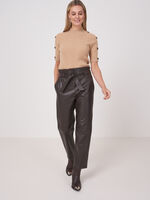 Loose fit leather pants with waist band image number 3