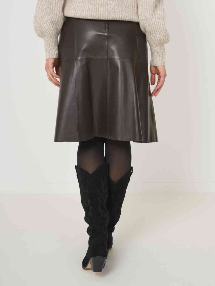 Knee length A-line leather skirt image number 1