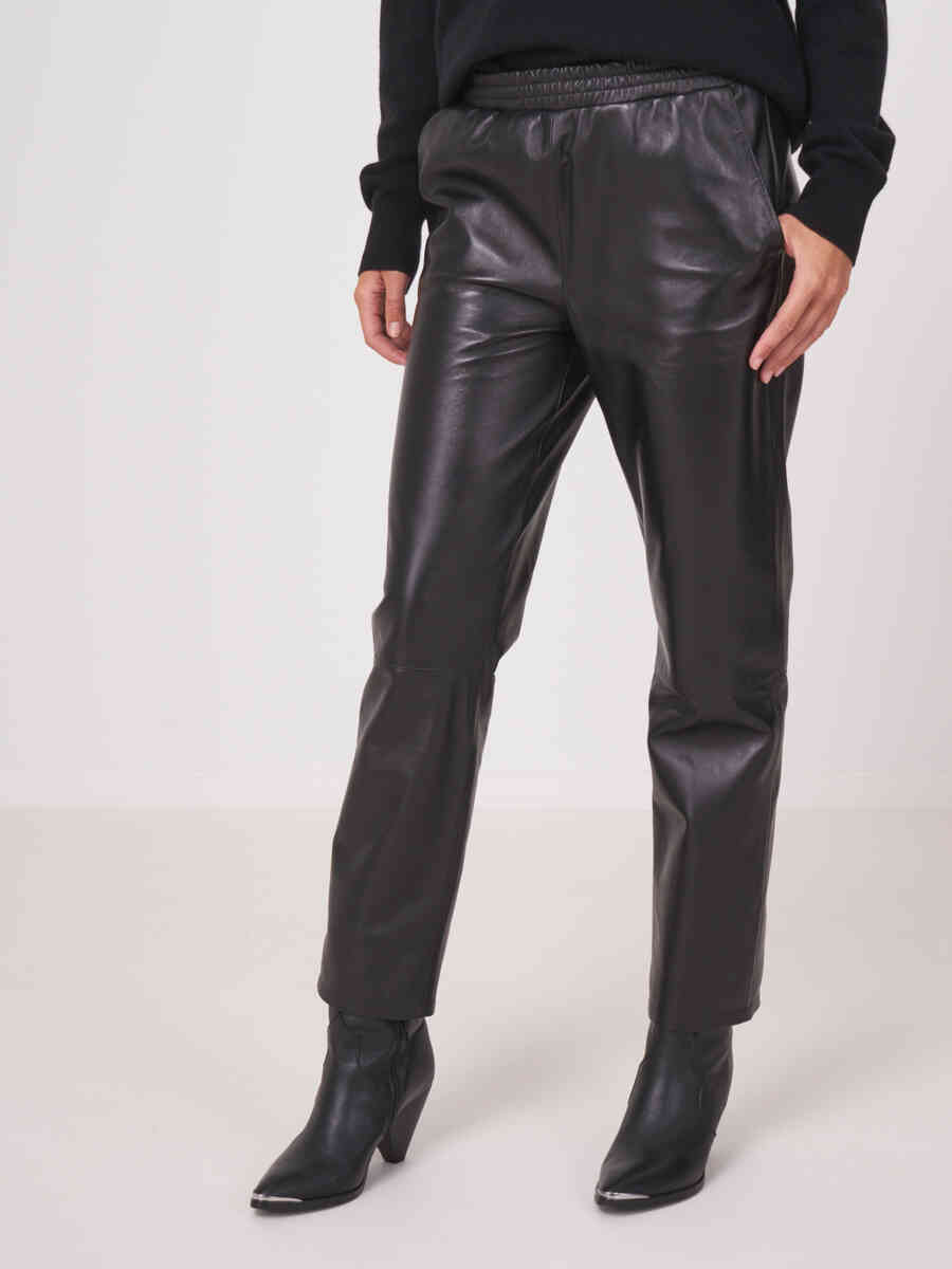 Loose fit leather trousers