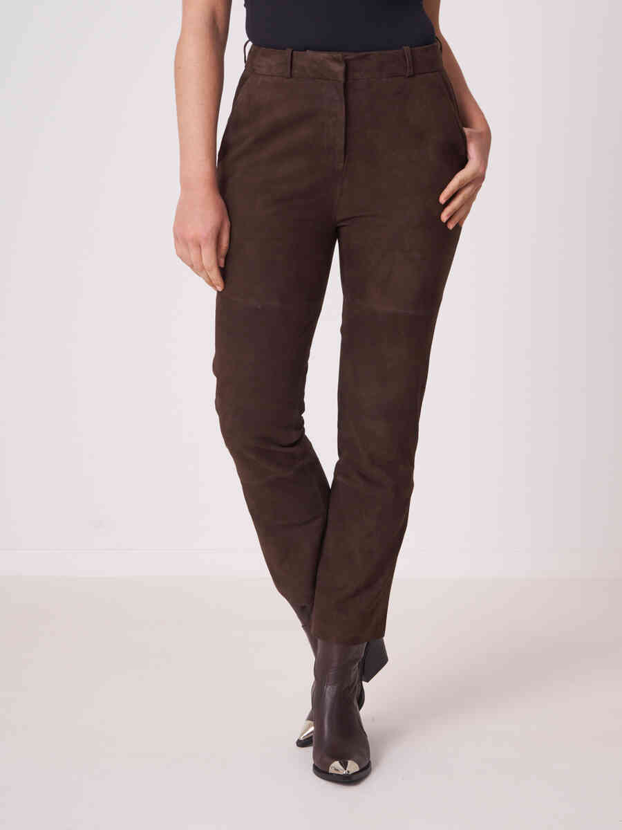 Suede leather pants