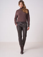 Soft leather pants with elastic waist image number 3