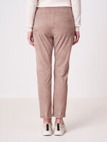 Suede leather pants with elastic waist image number 1