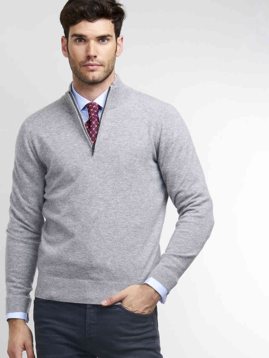 Men's cashmere half-zip sweater
